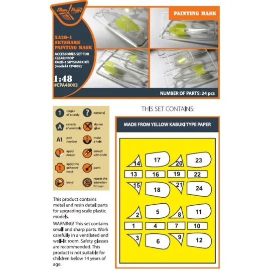 XA2D-1 Skyshark painting mask for CP kit CP4802, 1/48 - Clear Prop ... XA2D-1 Skyshark painting mask for CP kit CP4802, 1/48 - Clear Prop ...