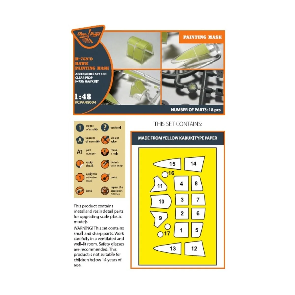 Hawk H-75 N/O for CP kit painting mask for CP kits CP4803/CP4804, 1...