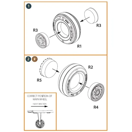 TB.2 wheel set, 1/48 - Clear Prop Accessories CPA48017