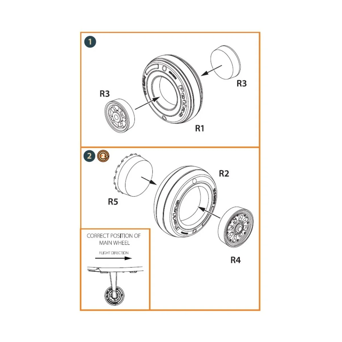 TB.2 wheel set, 1/48 - Clear Prop Accessories CPA48017