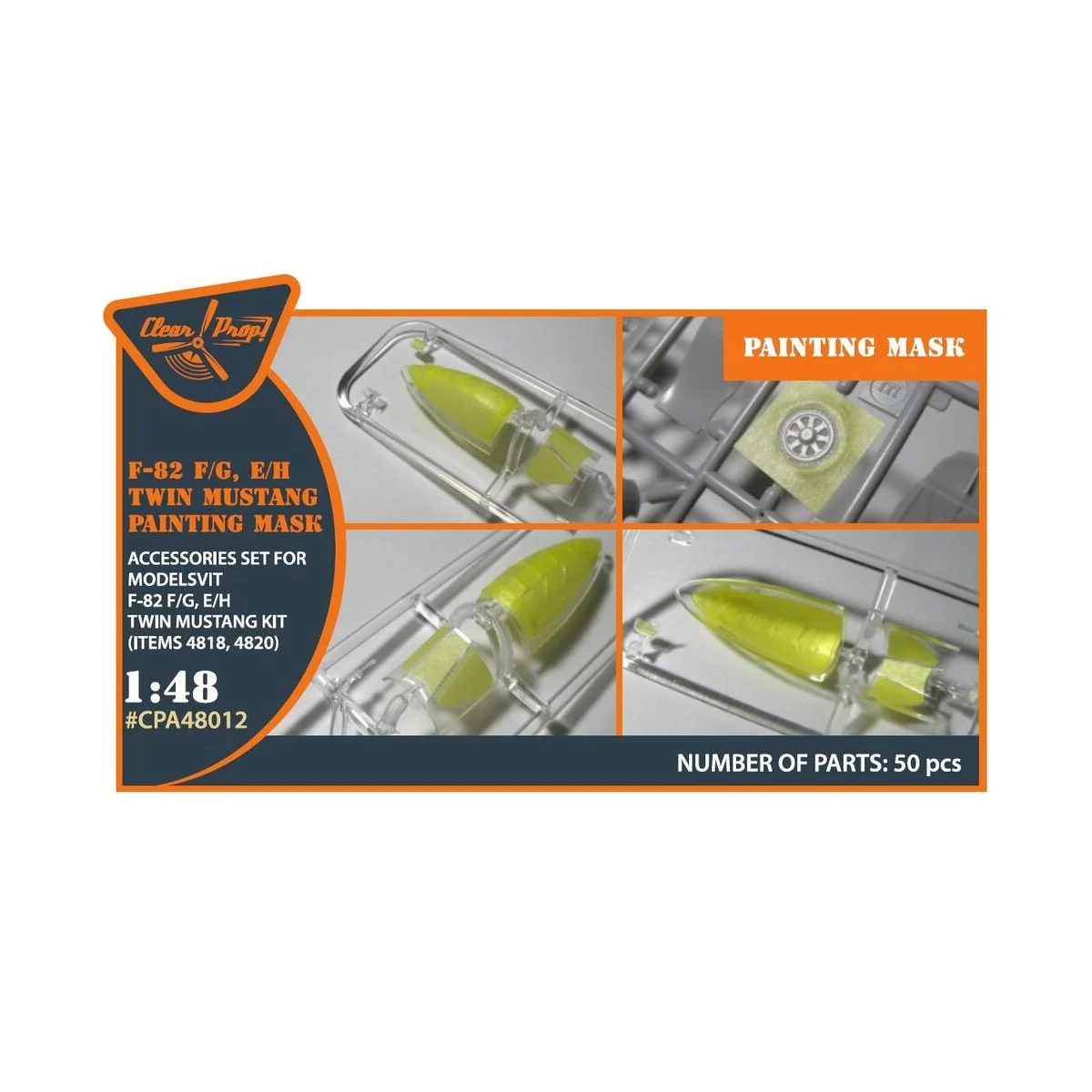 F-82F/G, E/H Twin Mustang painting mask for Modelsvit kits 4818/482... F-82F/G, E/H Twin Mustang painting mask for Modelsvit kits 4818/482...