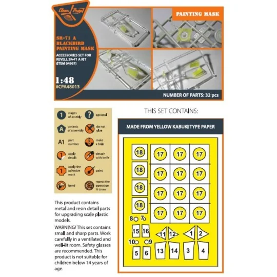 SR-71A BLACKBIRD painting mask for Revell kit, 1/48 - Clear Prop Ac... SR-71A BLACKBIRD painting mask for Revell kit, 1/48 - Clear Prop Ac...