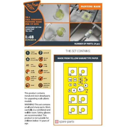 TB.2 painting mask for CP kits, 1/48 - Clear Prop Accessories CPA48018