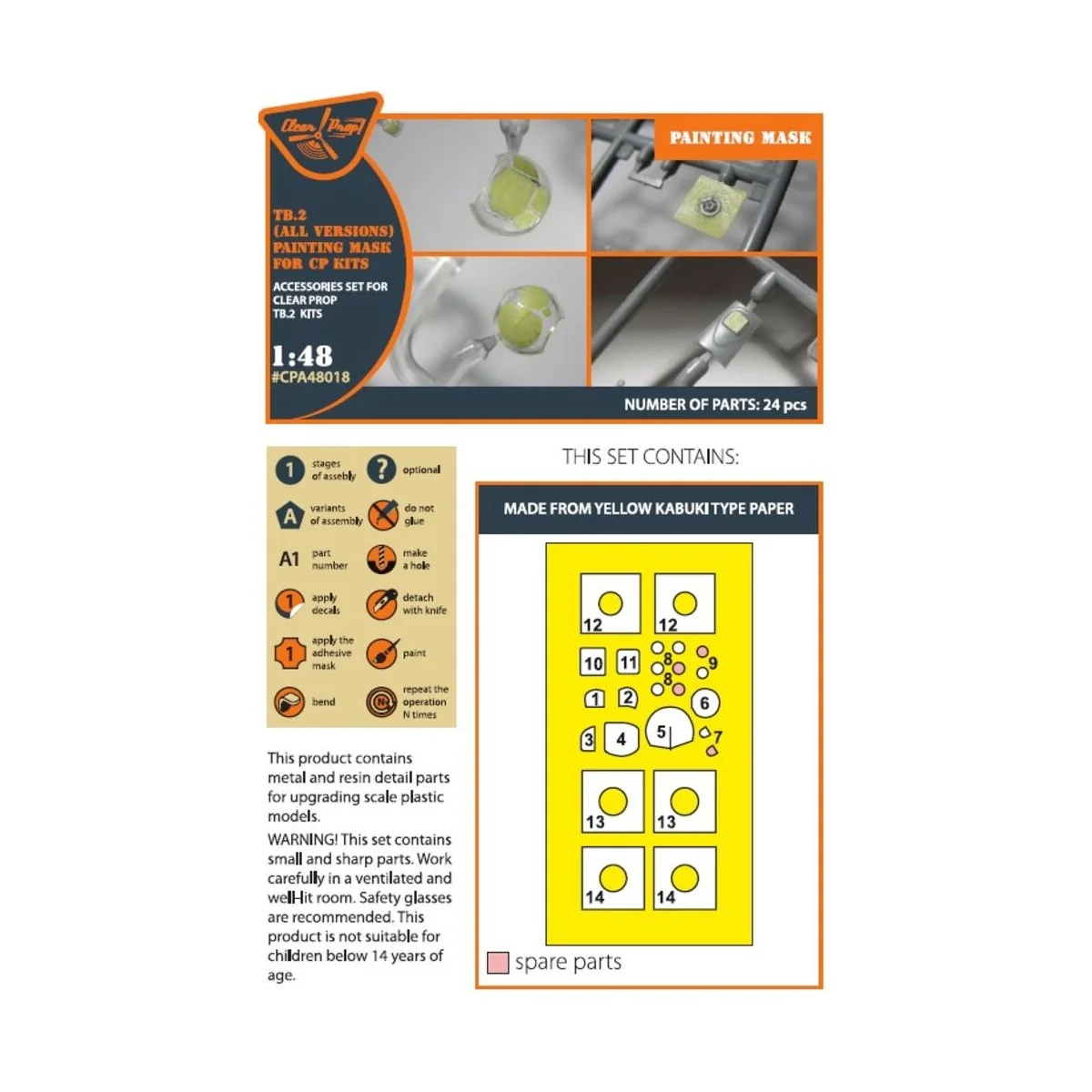 TB.2 painting mask for CP kits, 1/48 - Clear Prop Accessories CPA48018