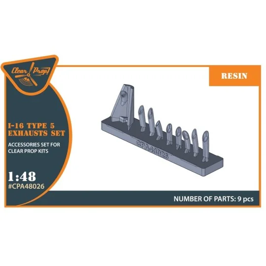 I-16 type 5 exhausts for CP kits, 1/48 - Clear Prop Accessories CPA...