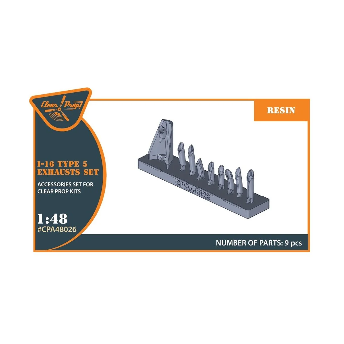 I-16 type 5 exhausts for CP kits, 1/48 - Clear Prop Accessories CPA...