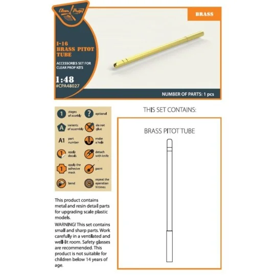 I-16 brass pitot tube, 1/48 - Clear Prop Accessories CPA48027 I-16 brass pitot tube, 1/48 - Clear Prop Accessories CPA48027