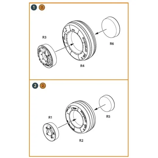 Mirage-2000 wheel set, 1/48 - Clear Prop Accessories CPA48035 Mirage-2000 wheel set, 1/48 - Clear Prop Accessories CPA48035