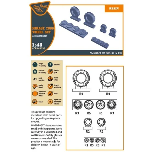 Mirage-2000 wheel set, 1/48 - Clear Prop Accessories CPA48035 Mirage-2000 wheel set, 1/48 - Clear Prop Accessories CPA48035