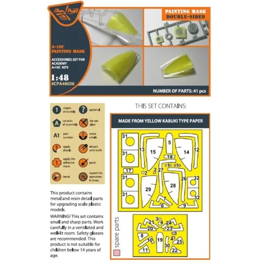 A-10C double-sided painting mask for ACADEMY kit, 1/48 - Clear Prop... A-10C double-sided painting mask for ACADEMY kit, 1/48 - Clear Prop...