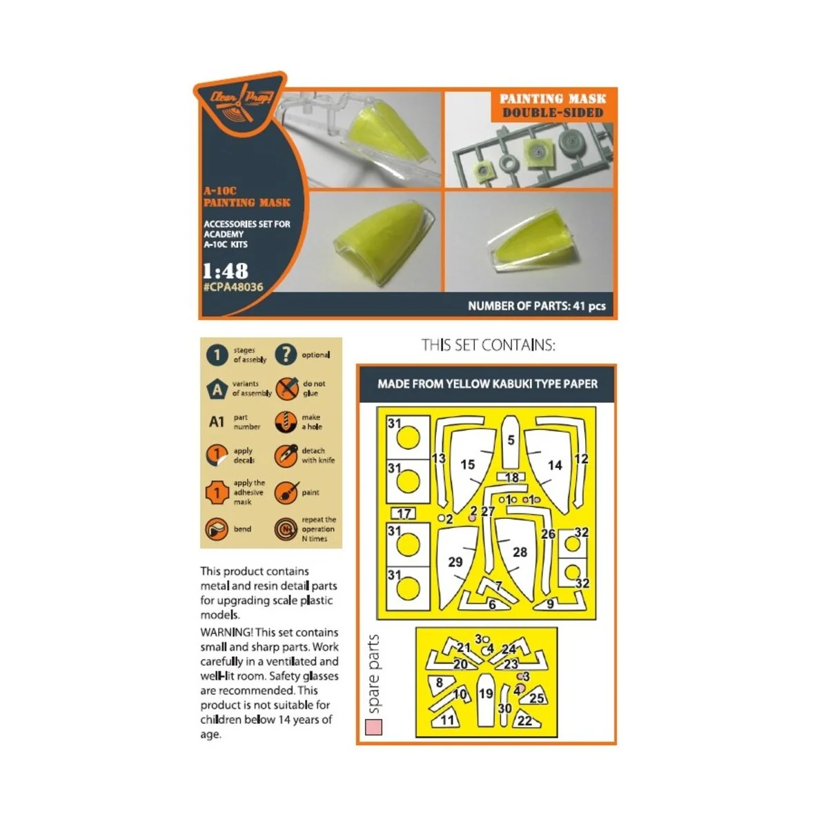 A-10C double-sided painting mask for ACADEMY kit, 1/48 - Clear Prop... A-10C double-sided painting mask for ACADEMY kit, 1/48 - Clear Prop...