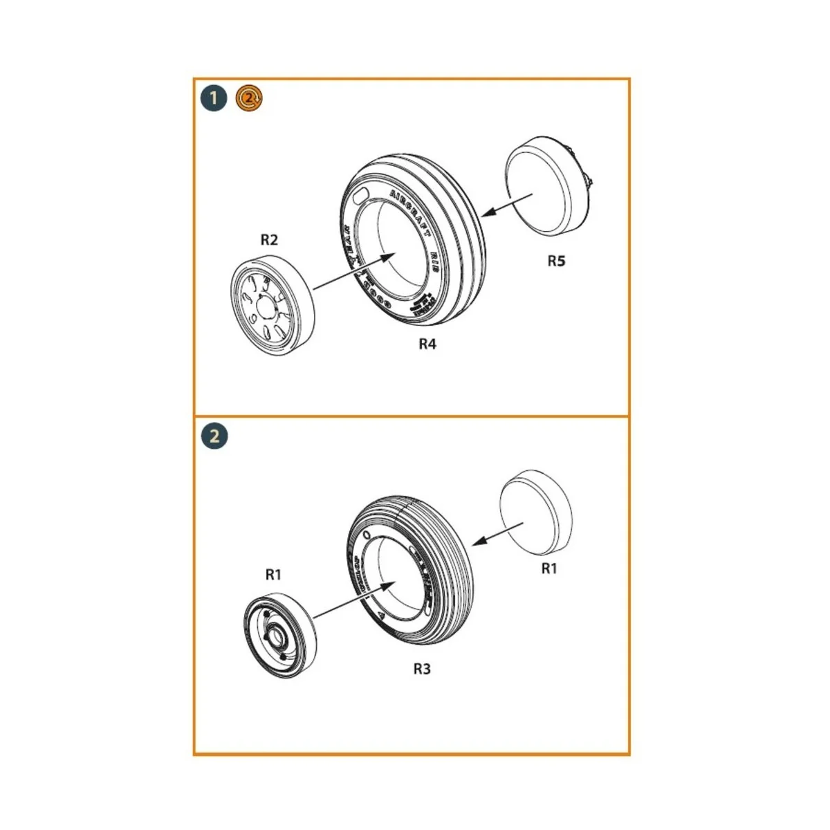 AMX Ghibli wheel set for Kinetic, HobbyBoss kits, 1/48 - Clear Prop...