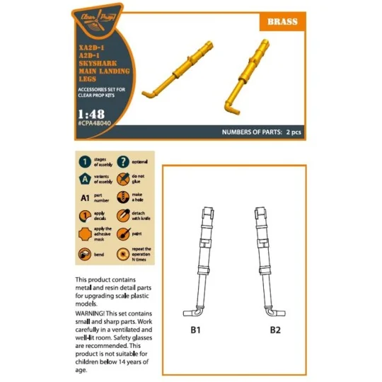 XA2D-1, A2D-1 Skyshark main landing legs for CP kits, 1/48 - Clear ... XA2D-1, A2D-1 Skyshark main landing legs for CP kits, 1/48 - Clear ...