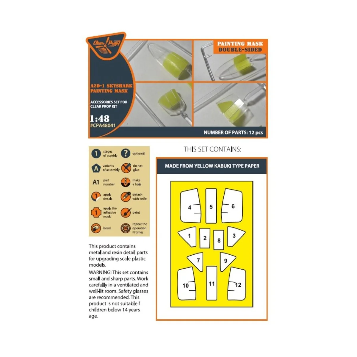 A2D-1 Skyshark double-sided painting mask for CP kits, 1/48 - Clear... A2D-1 Skyshark double-sided painting mask for CP kits, 1/48 - Clear...