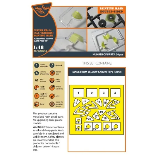 Culver PQ-14 (all versions) double-sided painting mask for CP kits,...