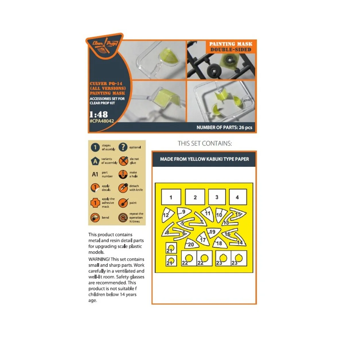 Culver PQ-14 (all versions) double-sided painting mask for CP kits,...