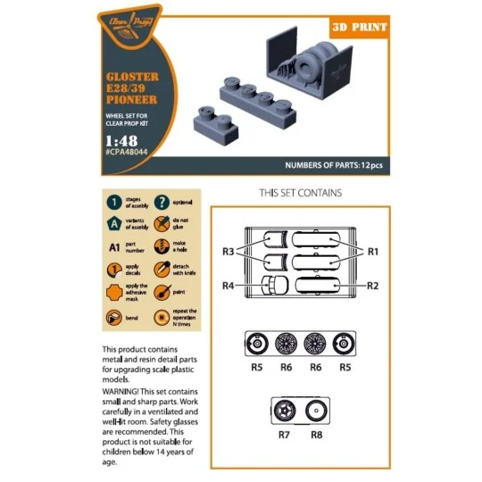 Gloster E28/39 Pioneer wheel set, 1/48 - Clear Prop Accessories CPA... Gloster E28/39 Pioneer wheel set, 1/48 - Clear Prop Accessories CPA...