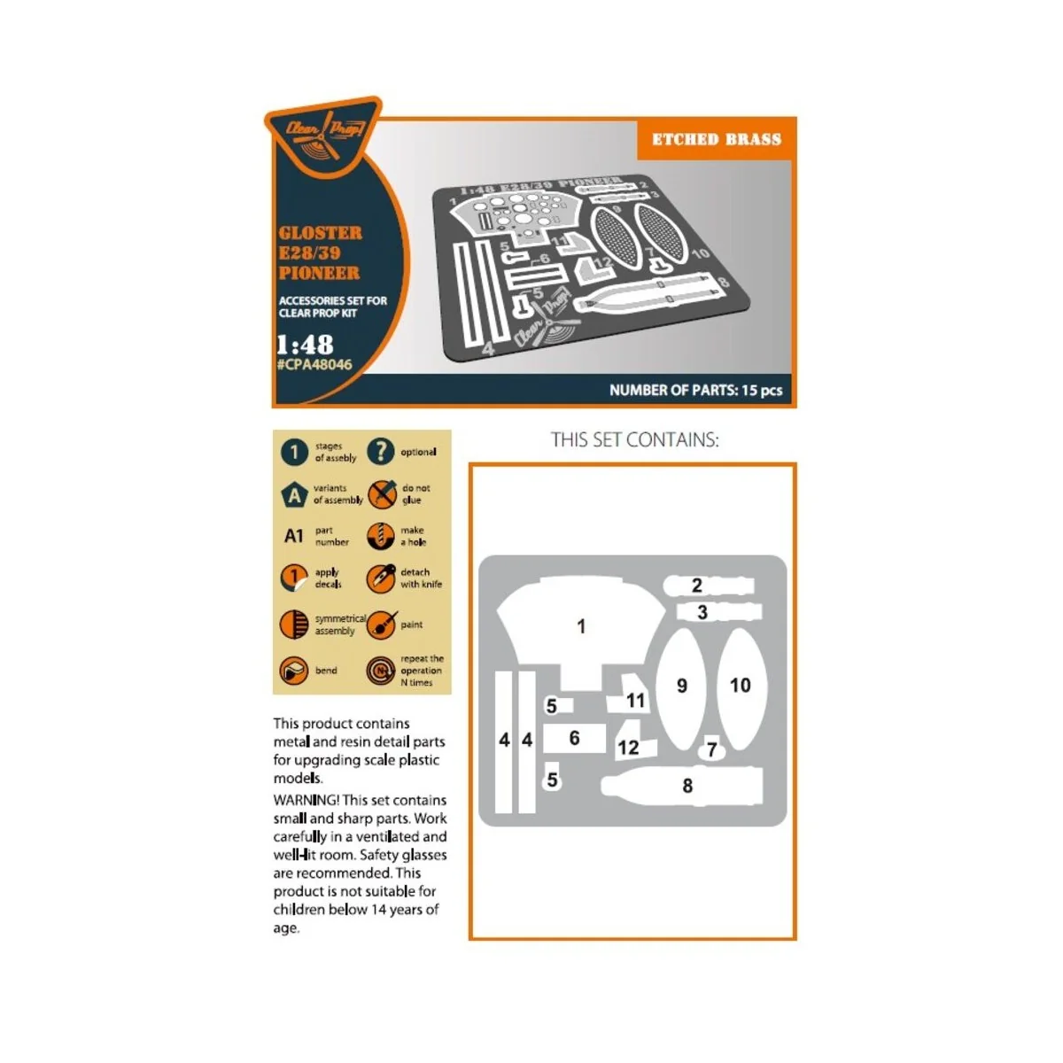Gloster E28/39 Pioneer PE parts for CP kits, 1/48 - Clear Prop Acce...