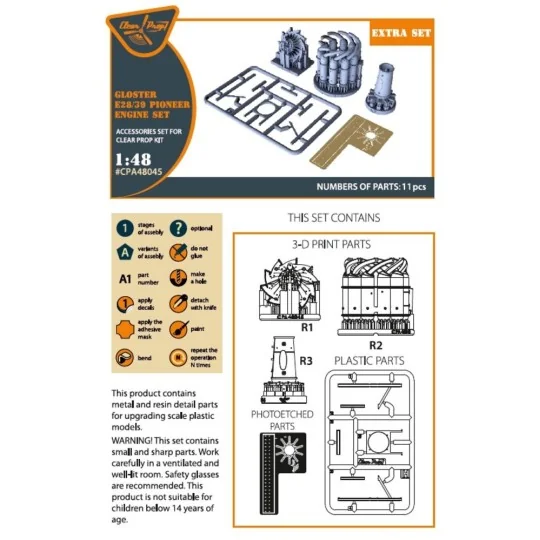 Gloster E28/39 Pioneer engine set for CP kits CP4823, 1/48 - Clear ...