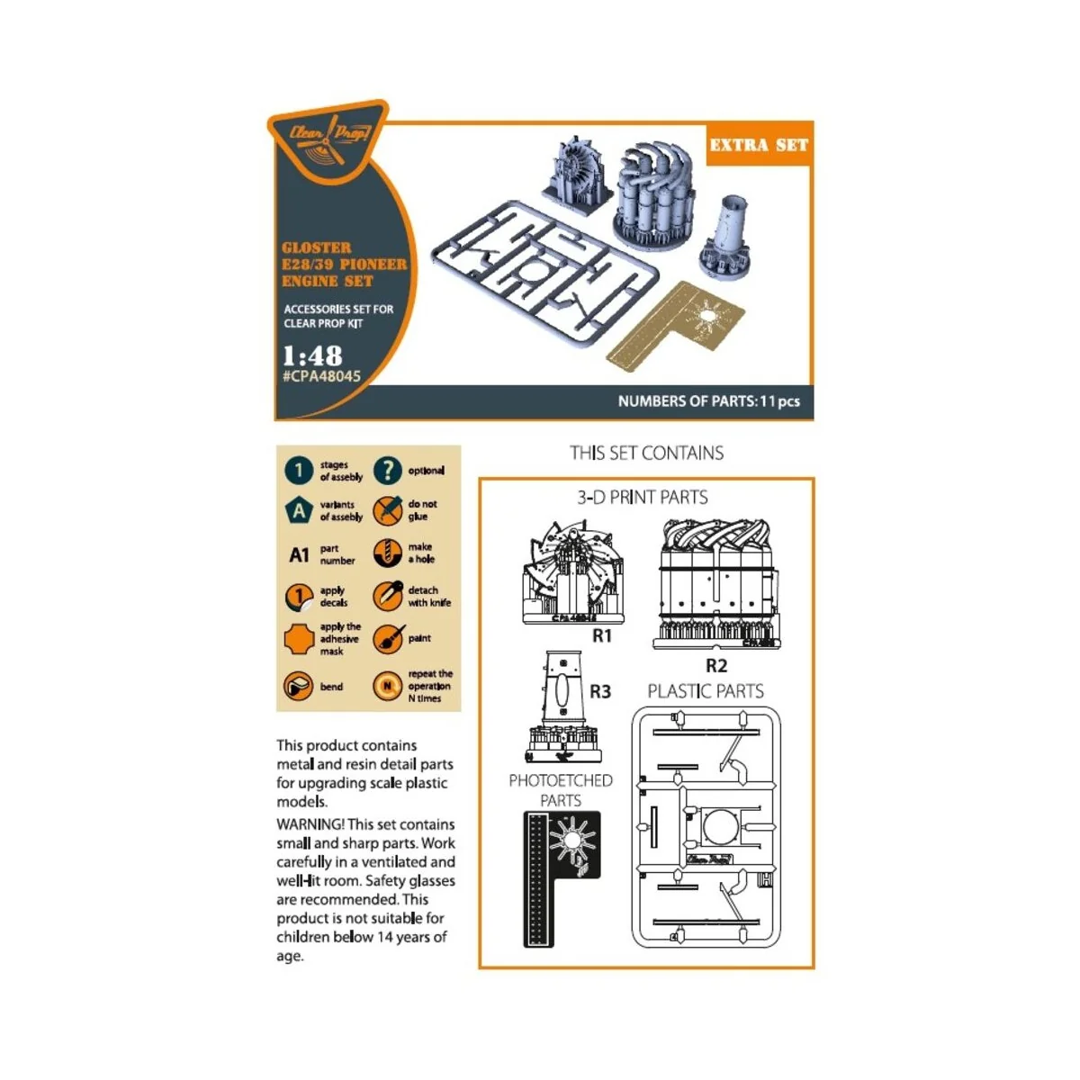 Gloster E28/39 Pioneer engine set for CP kits CP4823, 1/48 - Clear ...