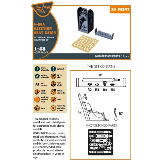 F-86A Ejection seat early for CP kits, 1/48 - Clear Prop Accessorie...