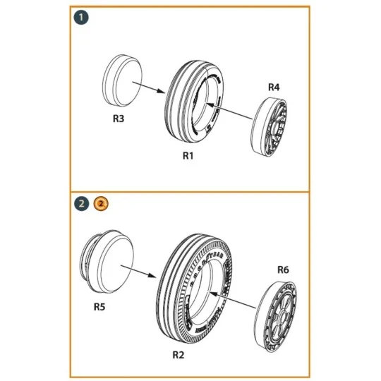 F-86A wheel set type 1 for CP kits, 1/48 - Clear Prop Accessories C...