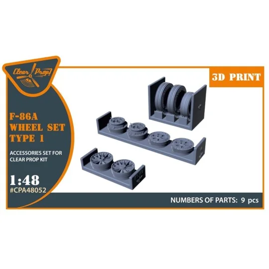 F-86A wheel set type 1 for CP kits, 1/48 - Clear Prop Accessories C...