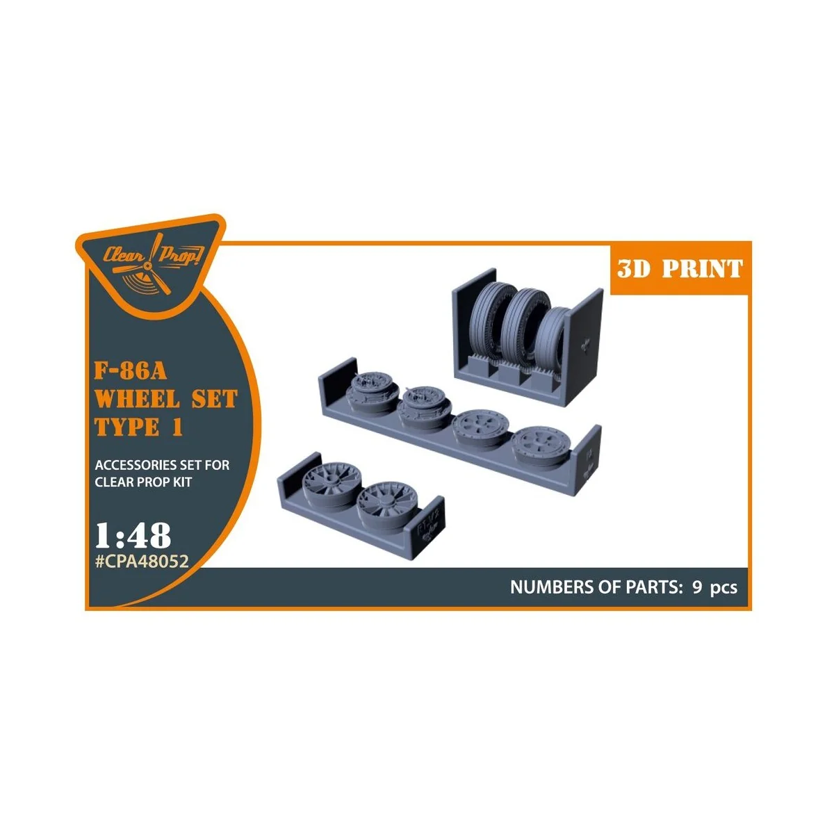 F-86A wheel set type 1 for CP kits, 1/48 - Clear Prop Accessories C...