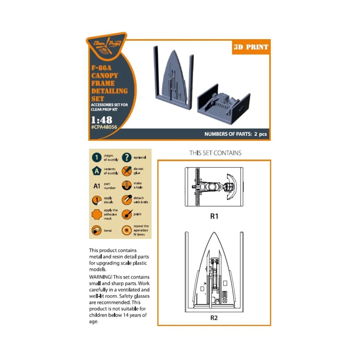F-86A Canopy frame detailing set for CP kits, 1/48 - Clear Prop Acc...