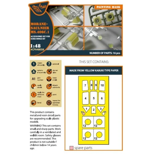 Morane-Saulnier MS.406C.1 painting mask for Dora Wings kit, 1/48 - ... Morane-Saulnier MS.406C.1 painting mask for Dora Wings kit, 1/48 - ...