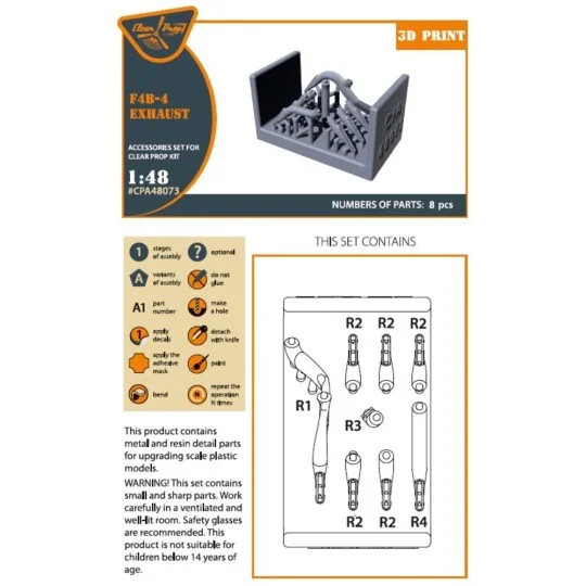 F4B-4 exhausts for CP kits, 1/48 - Clear Prop Accessories CPA48073 F4B-4 exhausts for CP kits, 1/48 - Clear Prop Accessories CPA48073
