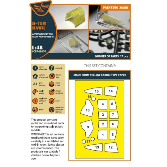 Hawk H-75M painting mask for CP kit CP4806, 1/48 - Clear Prop Acces...