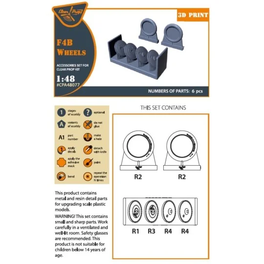 F4B Wheels set for CP kits, 1/48 - Clear Prop Accessories CPA48077
