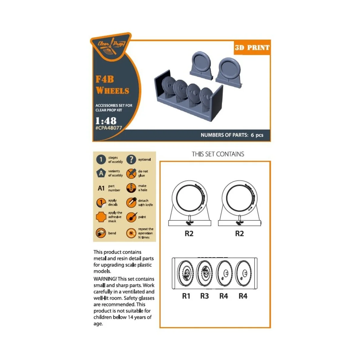 F4B Wheels set for CP kits, 1/48 - Clear Prop Accessories CPA48077