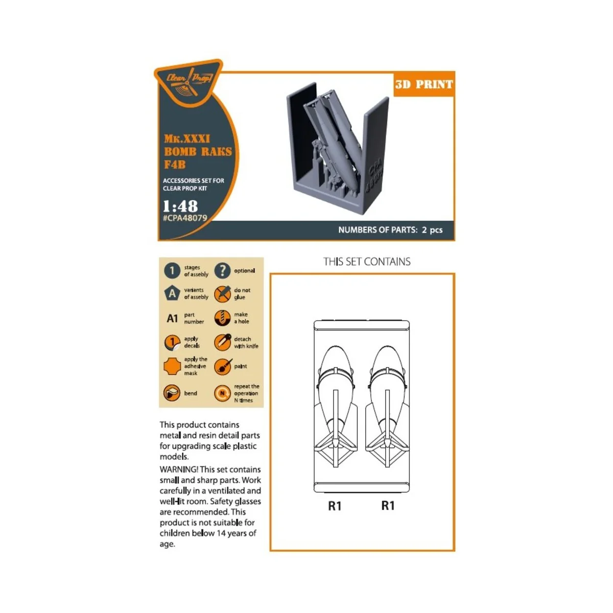 Mk.XXXI Bomb Raks F4B for CP kits, 1/48 - Clear Prop Accessories CP...