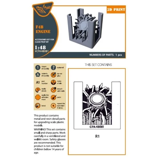 F4B-3/4 Engine for CP kits, 1/48 - Clear Prop Accessories CPA48081 F4B-3/4 Engine for CP kits, 1/48 - Clear Prop Accessories CPA48081