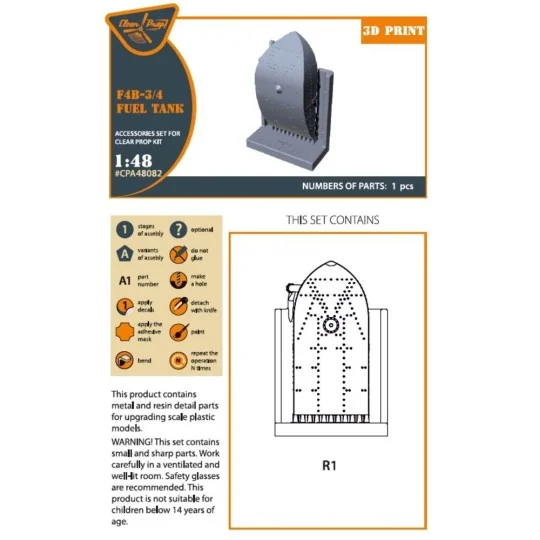 F4B Fuel Tank for CP kits, 1/48 - Clear Prop Accessories CPA48082 F4B Fuel Tank for CP kits, 1/48 - Clear Prop Accessories CPA48082