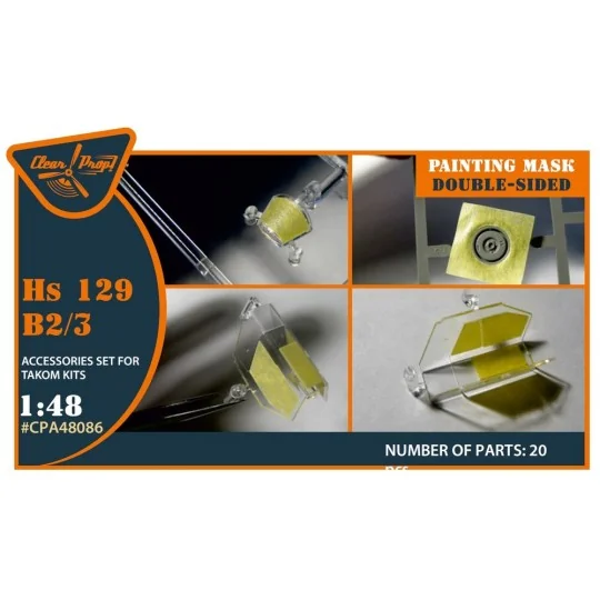 Hs 129B2/3 double-sided painting mask for Takom kit, 1/48 - Clear P...