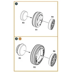 F-86A Wheels set (weighted) type 1 for CP kits, 1/48 - Clear Prop A...