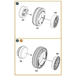 F-86A Wheels set (weighted) type 2 for CP kits, 1/48 - Clear Prop A...