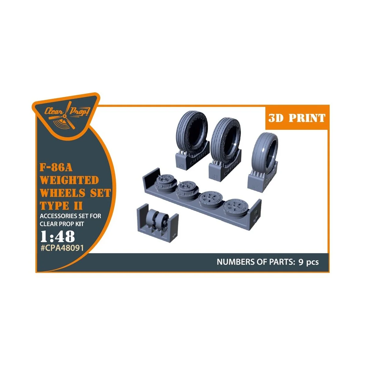 F-86A Wheels set (weighted) type 2 for CP kits, 1/48 - Clear Prop A...