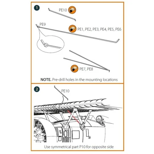 F4B-3/4 Strubs for CP kits, 1/48 - Clear Prop Accessories CPA48094