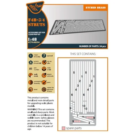 F4B-3/4 Strubs for CP kits, 1/48 - Clear Prop Accessories CPA48094