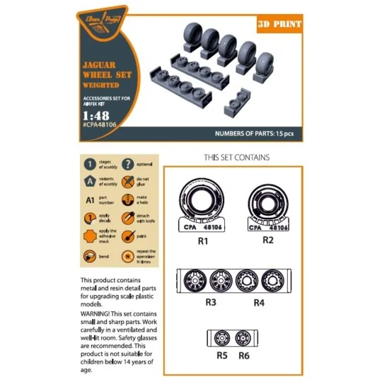 Jaguar Wheels set (weighted) for Airfix kit, 1/48 - Clear Prop Acce... Jaguar Wheels set (weighted) for Airfix kit, 1/48 - Clear Prop Acce...