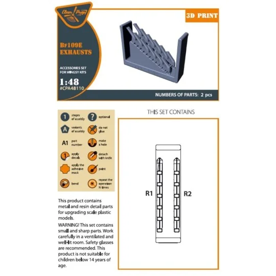 Bf-109E exhausts for Wingsy Kits, 1/48 - Clear Prop Accessories CPA... Bf-109E exhausts for Wingsy Kits, 1/48 - Clear Prop Accessories CPA...