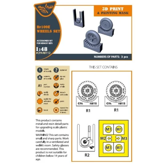 Bf-109E wheels set for Wingsy Kits, 1/48 - Clear Prop Accessories C...