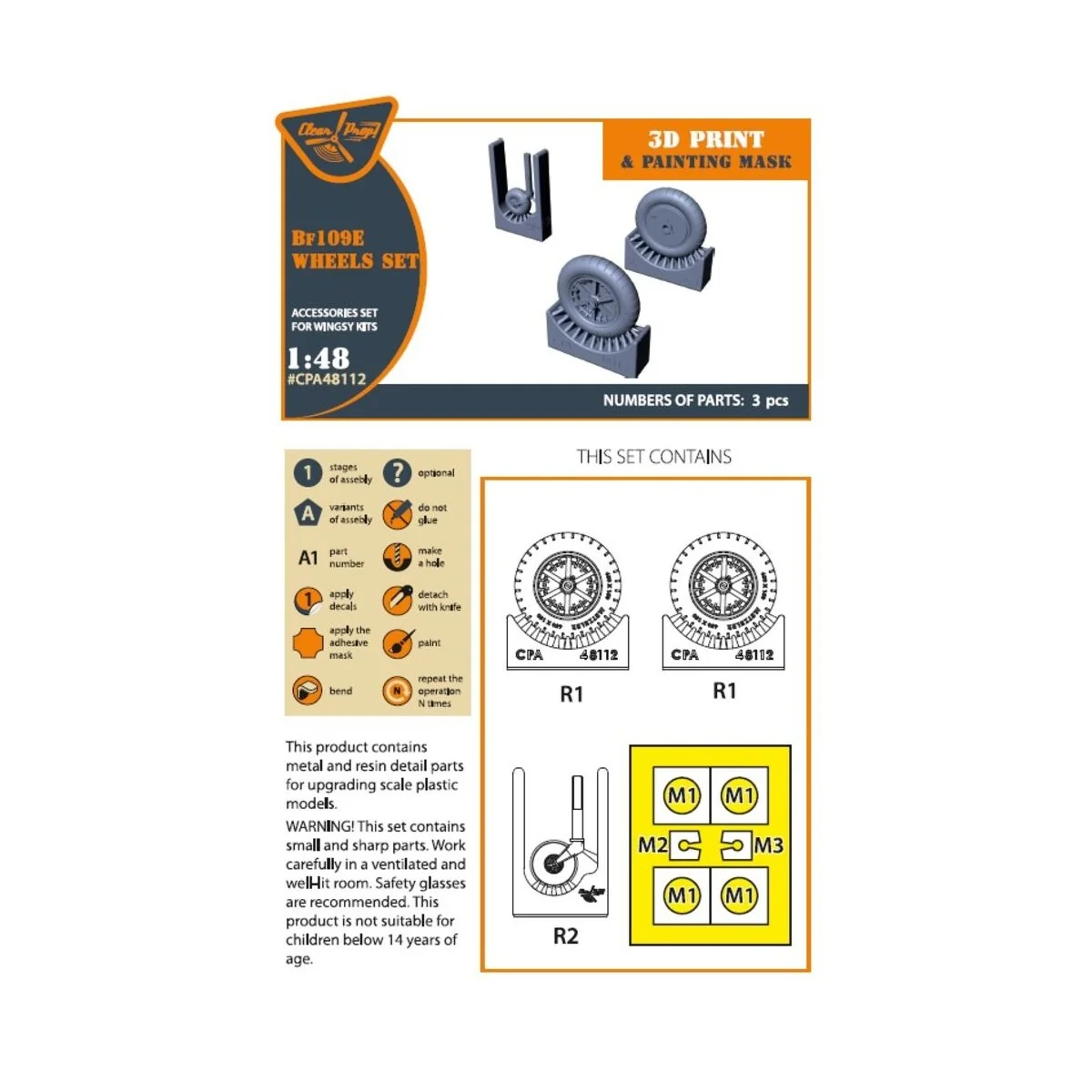 Bf-109E wheels set for Wingsy Kits, 1/48 - Clear Prop Accessories C...
