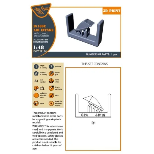Bf-109E air intake for Wingsy Kits, 1/48 - Clear Prop Accessories C...