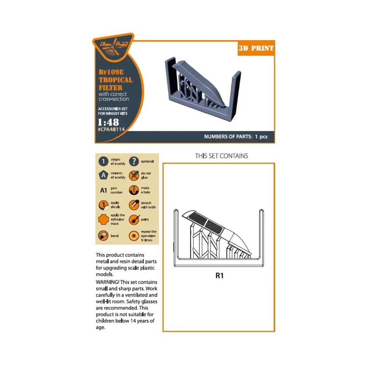 Bf-109E tropical filter for Wingsy Kits, 1/48 - Clear Prop Accessor...