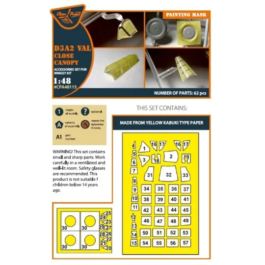 D3A2 VAL (close canopy) painting mask for Wingsy Kits, 1/48 - Clear... D3A2 VAL (close canopy) painting mask for Wingsy Kits, 1/48 - Clear...